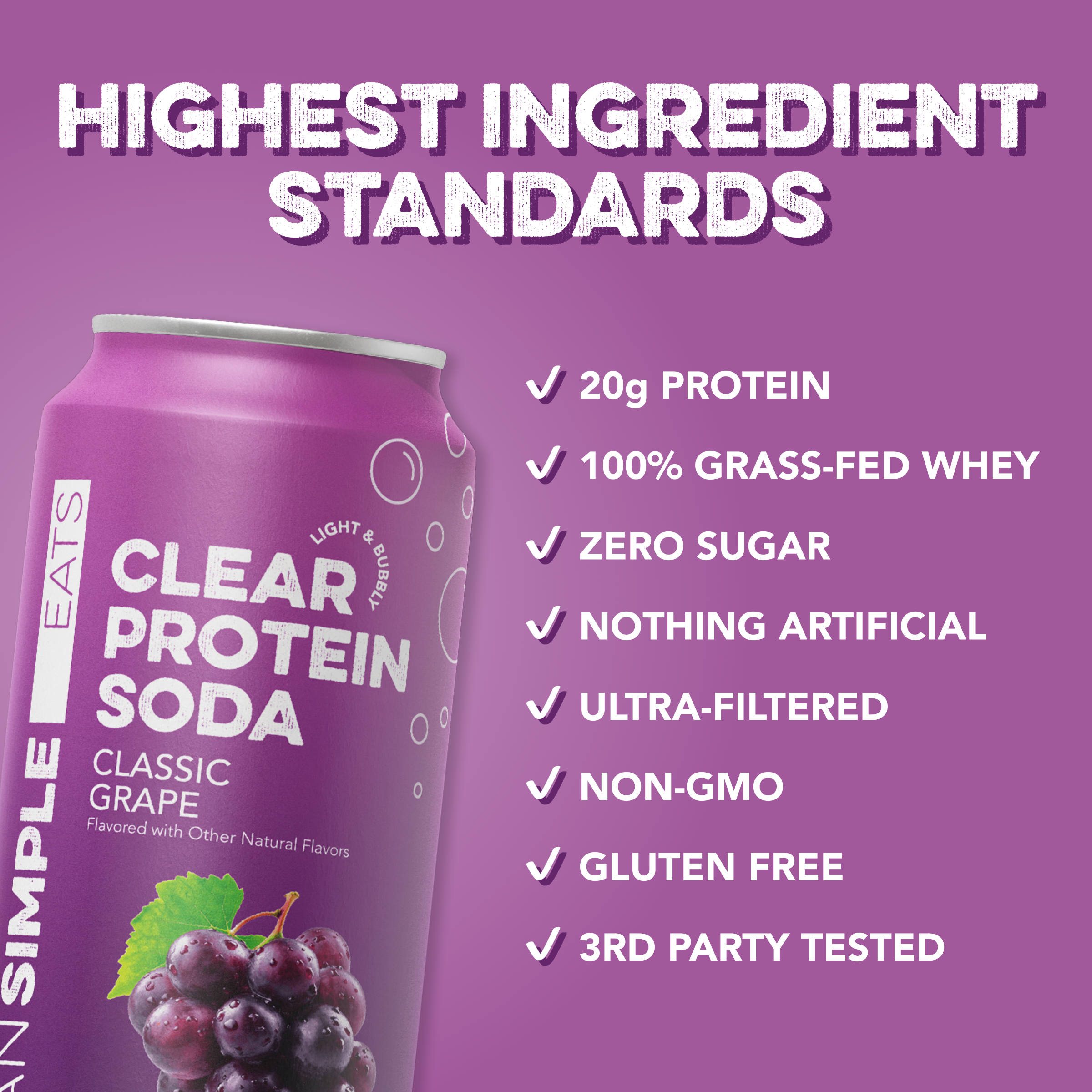 Clear Protein Soda: Classic Grape (16 Oz. | 12 Pack)
